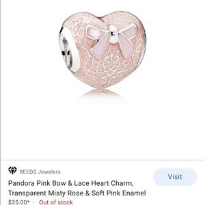 Authentic Pandora Pink Bow and Lace Charm